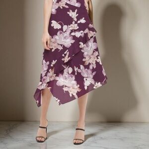 Calvin Klein Floral-Print Asymmetrical Skirt size 8